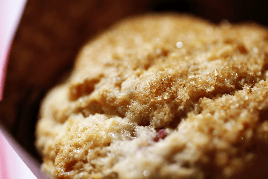 Raspberry and cream cheese muffin